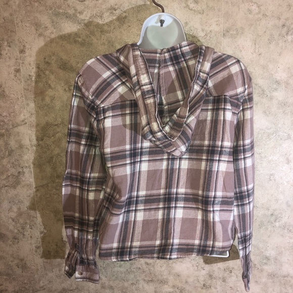 Rue 21 Long Sleeve Tie-Front Plaid Hoodie Top - Picture 8 of 10